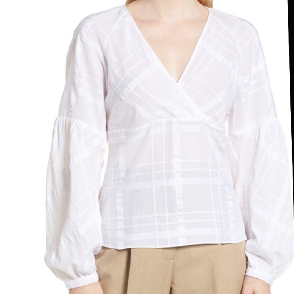 Designer Lewit Designer Shadow Check Blouse In Gorgeous Cotton, NWT